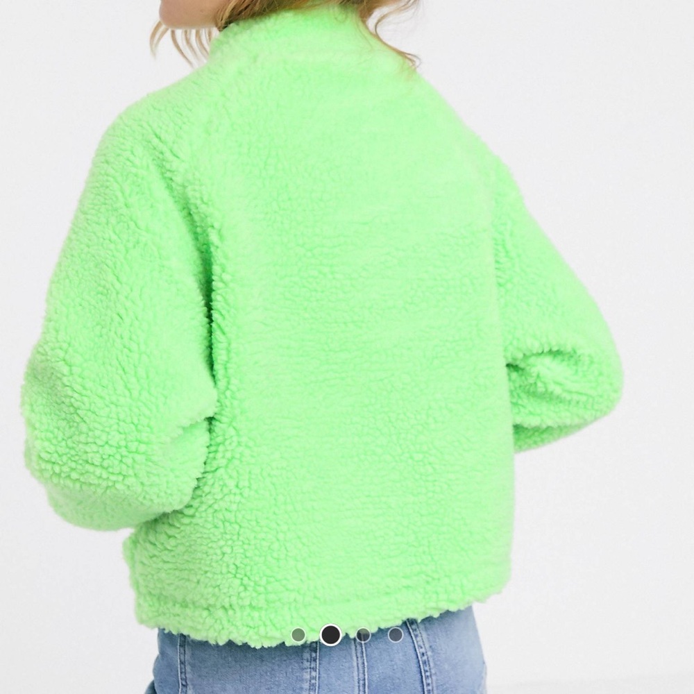 ASOS DESIGN zip through Fleece Jacket in Lime - Picture 2 of 9
